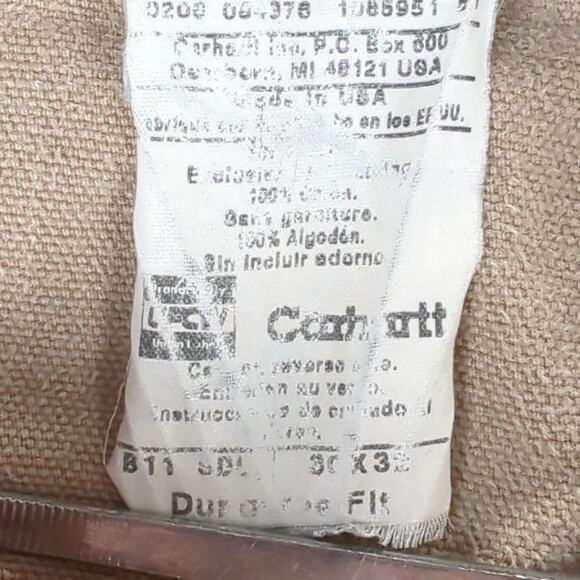 Carhartt Pants Mens 30x32 Tan B11 Duck Dungaree Carpenter Distressed Workwear - Picture 3 of 15